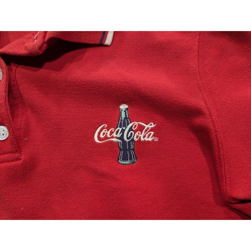 Coca-Cola Brand Red Short Sleeve Polo Shirt Embroidered Logo Women 16W Vintage - Picture 4 of 6